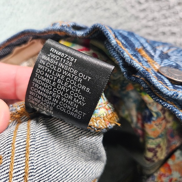 NEW Johnny Was Jeans Women 28 High Rise Relaxed Fit Wide Leg Floral Print‎ Blue - Picture 7 of 16